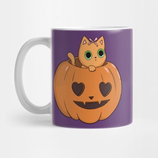 orange pumpkin cat heart halloween coquette dollette Mug